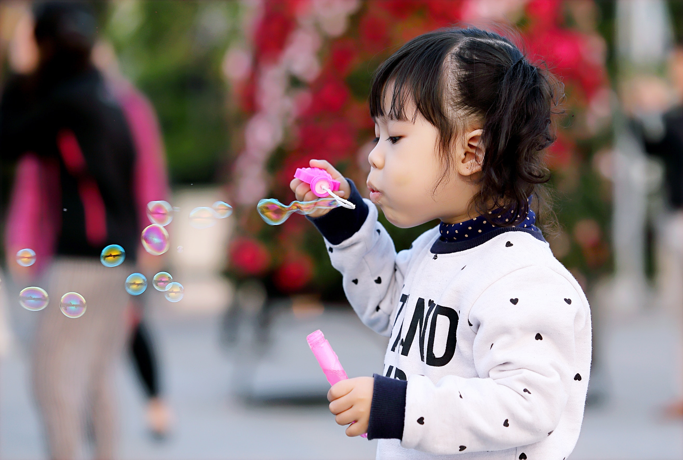 blowing bubbles